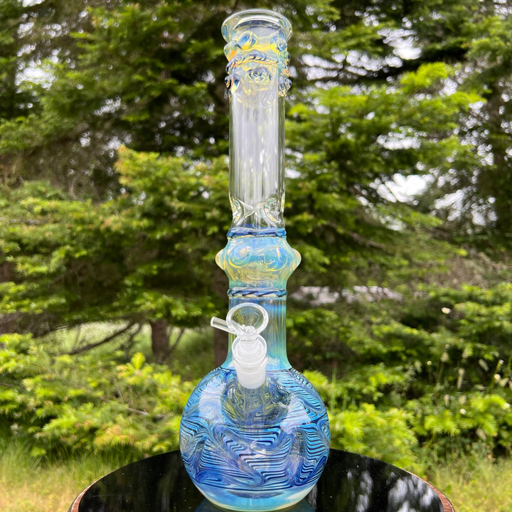 50x5 16" Ripple Fume Bubble Bong Glass Pipe TG   