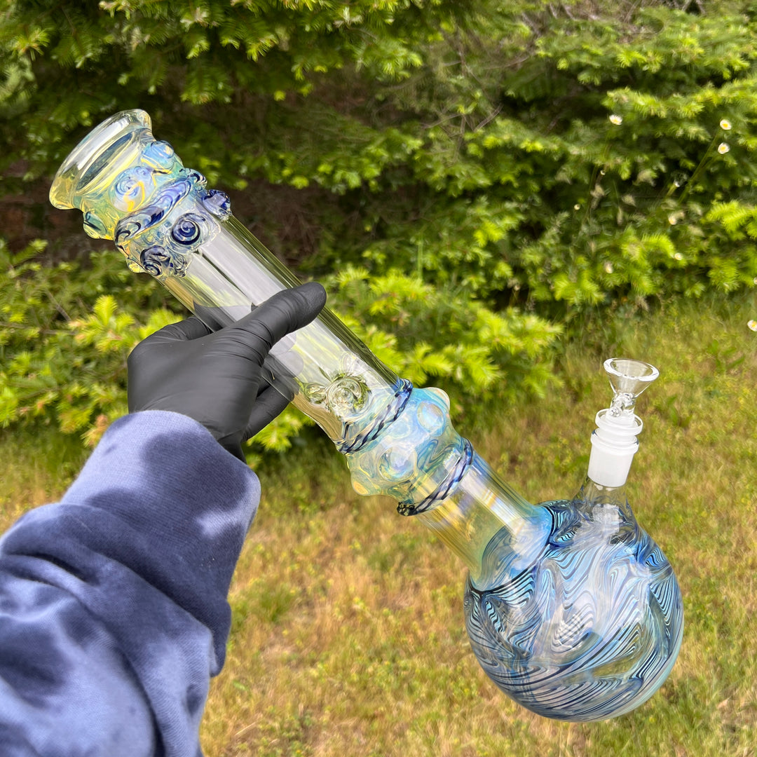 50x5 16" Ripple Fume Bubble Bong Glass Pipe TG   