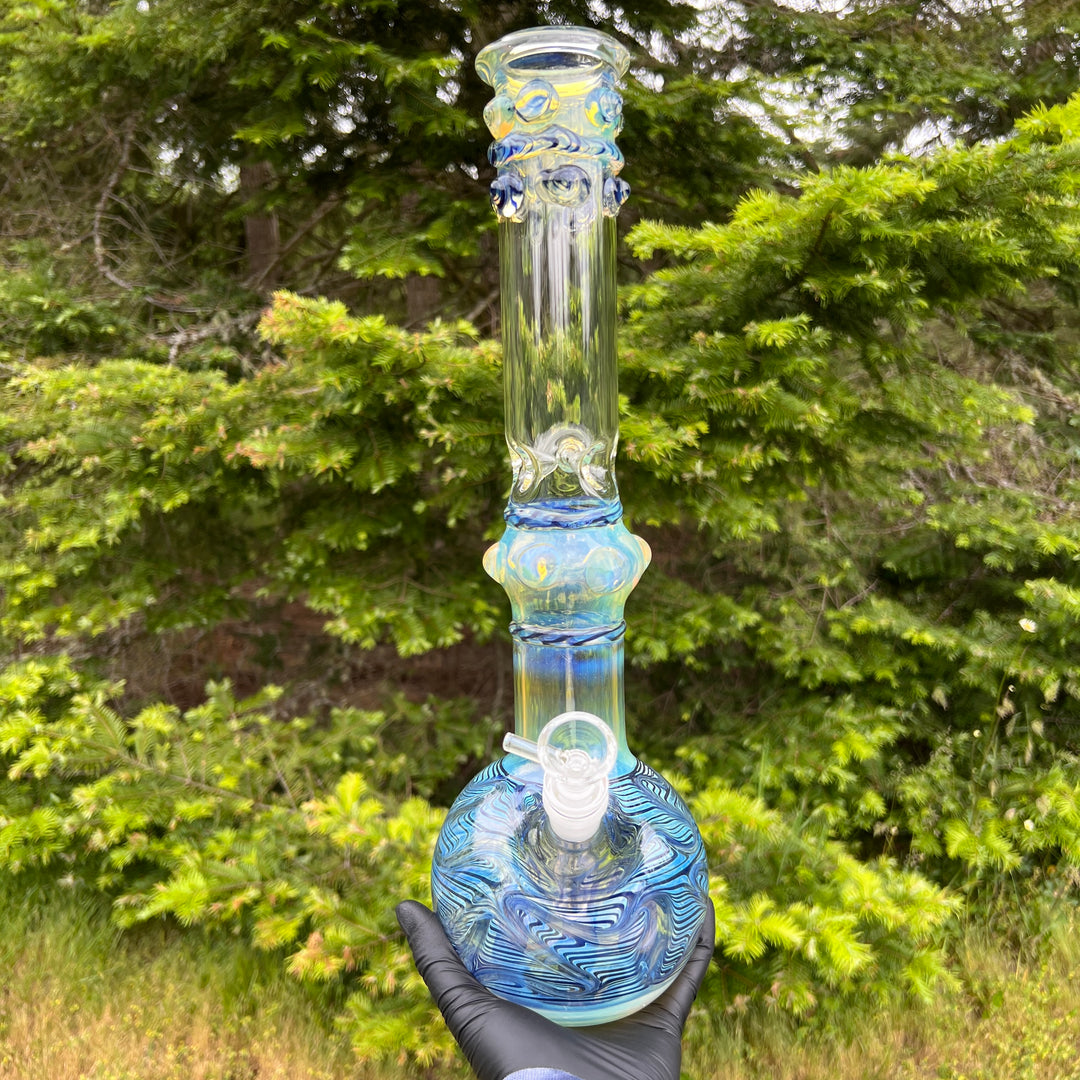 50x5 16" Ripple Fume Bubble Bong Glass Pipe TG   