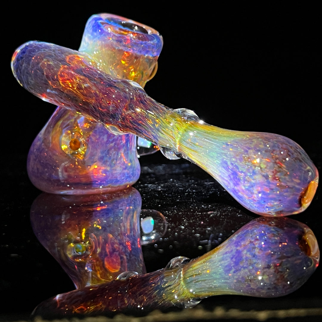 Purple Magic Mushroom Double Opal Sidecar Glass Pipe Beezy Glass   