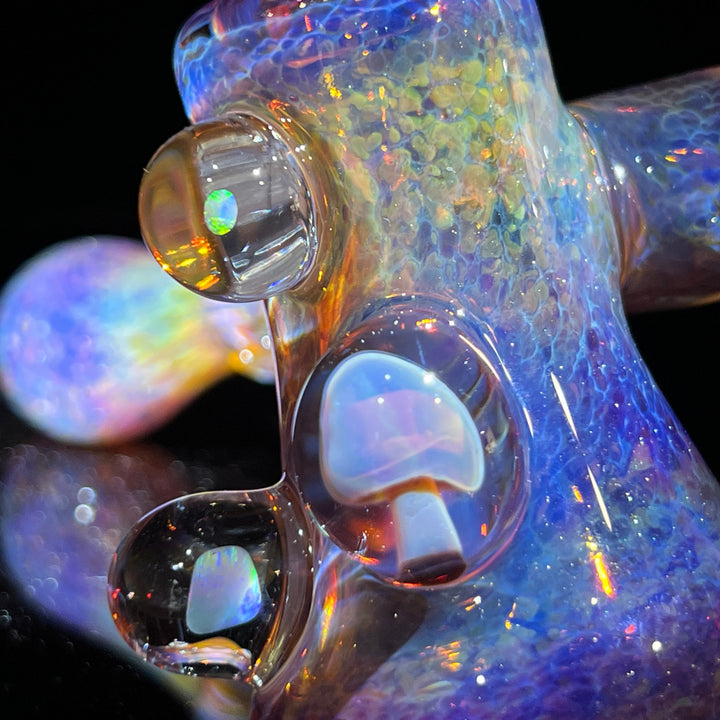 Purple Magic Mushroom Double Opal Sidecar Glass Pipe Beezy Glass   