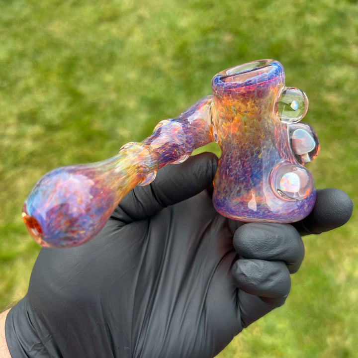 Purple Magic Mushroom Double Opal Sidecar Glass Pipe Beezy Glass   