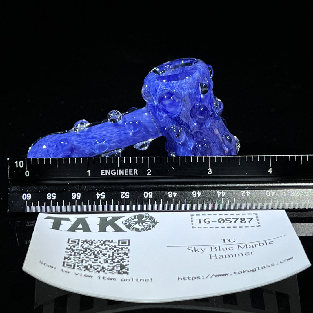 Sky Blue Marble Hammer Glass Pipe TG   