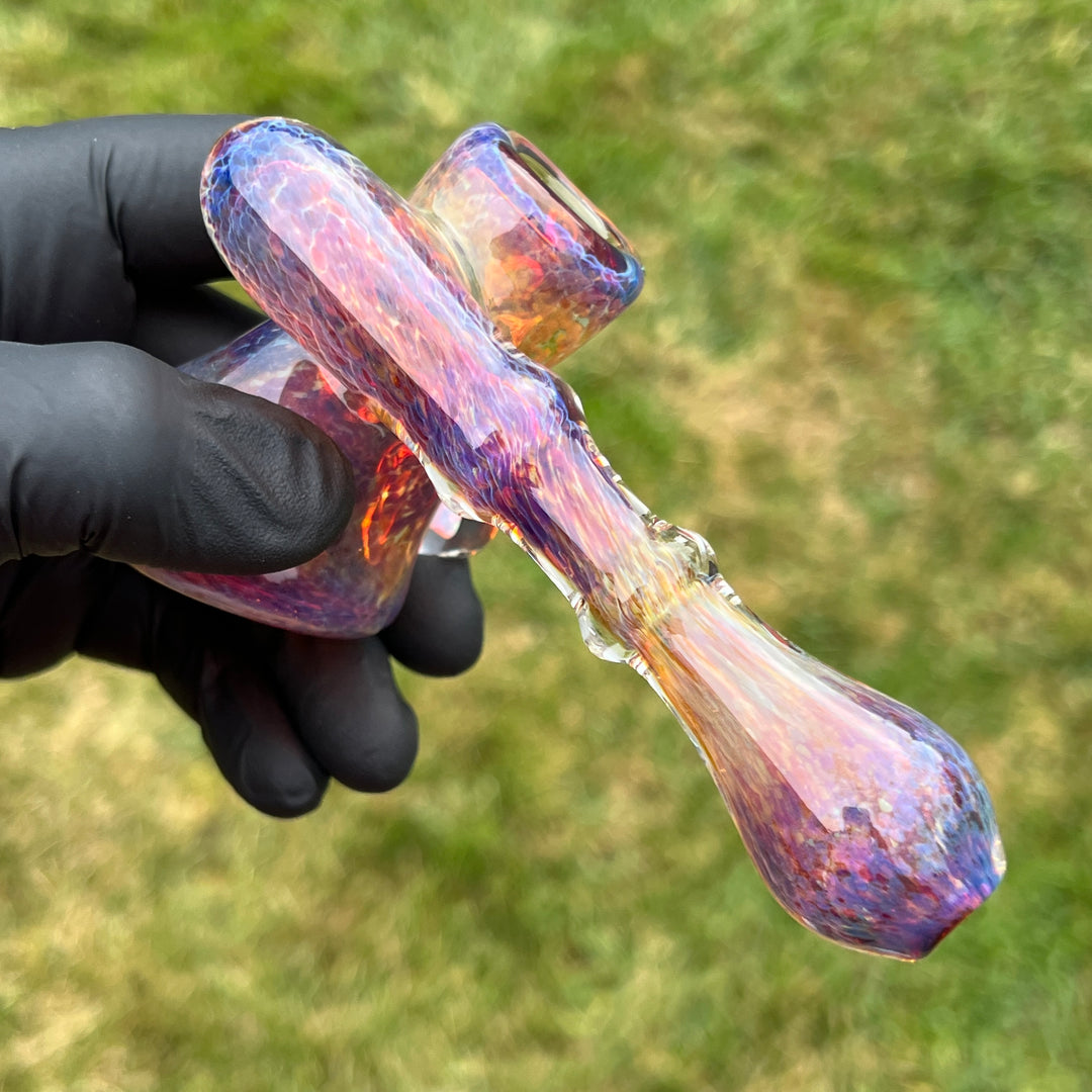 Purple Magic Mushroom Double Opal Sidecar Glass Pipe Beezy Glass   