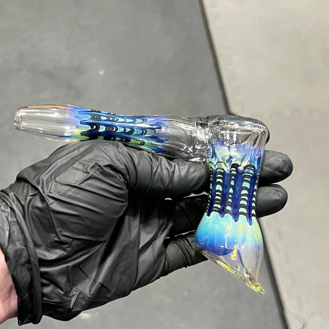 Fumed Color Rake Bubbler Glass Pipe Mary Jane's Glass