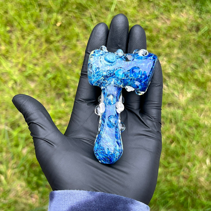 Ocean Blue Marble Hammer Glass Pipe TG   