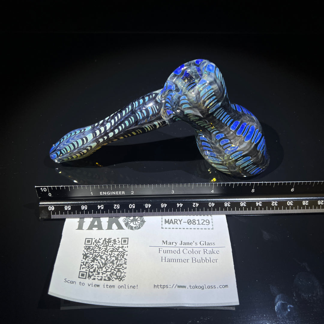 Fumed Color Rake Hammer Bubbler Glass Pipe Mary Jane's Glass