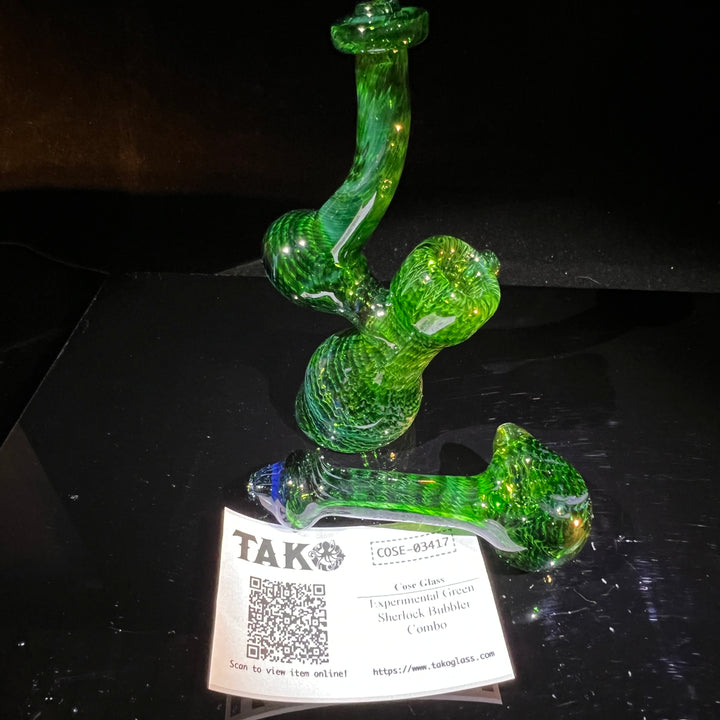 Forrest Green Sherlock Bubbler Combo Glass Pipe Cose Glass   