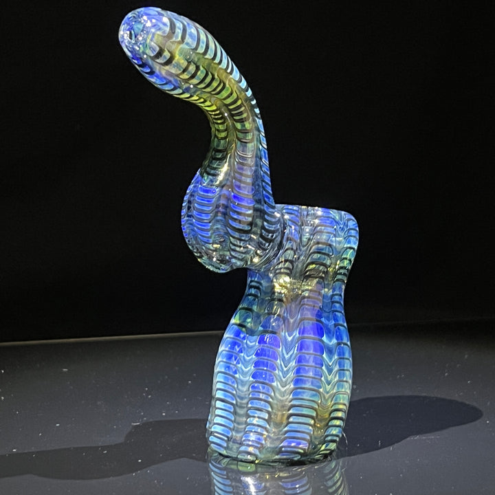 Fumed Color Rake Sherlock Bubbler Glass Pipe Mary Jane's Glass