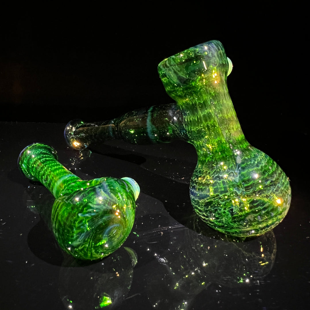 Forest Green Hammer Bubbler Combo Glass Pipe Cose Glass   