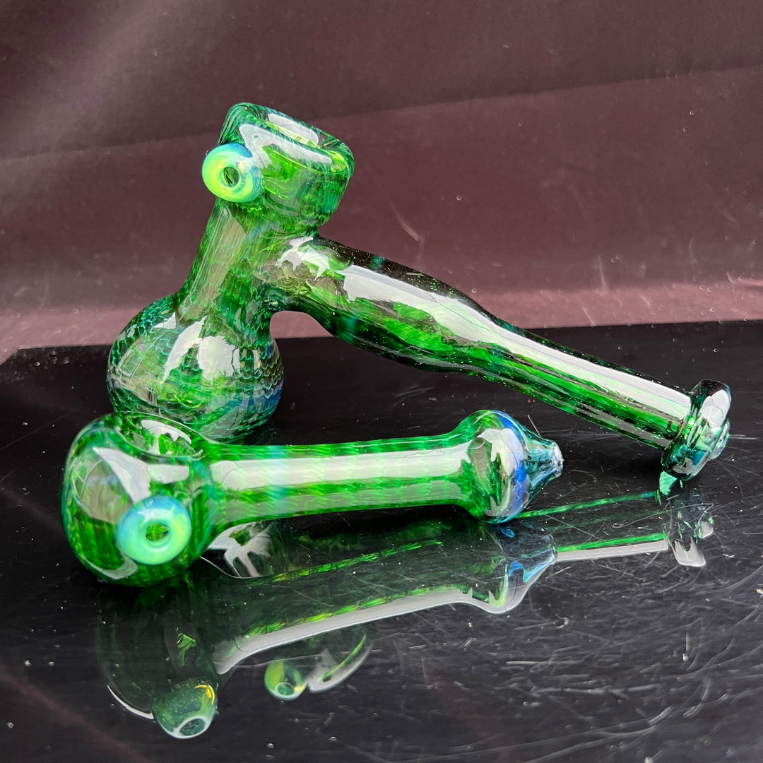 Forest Green Hammer Bubbler Combo Glass Pipe Cose Glass   