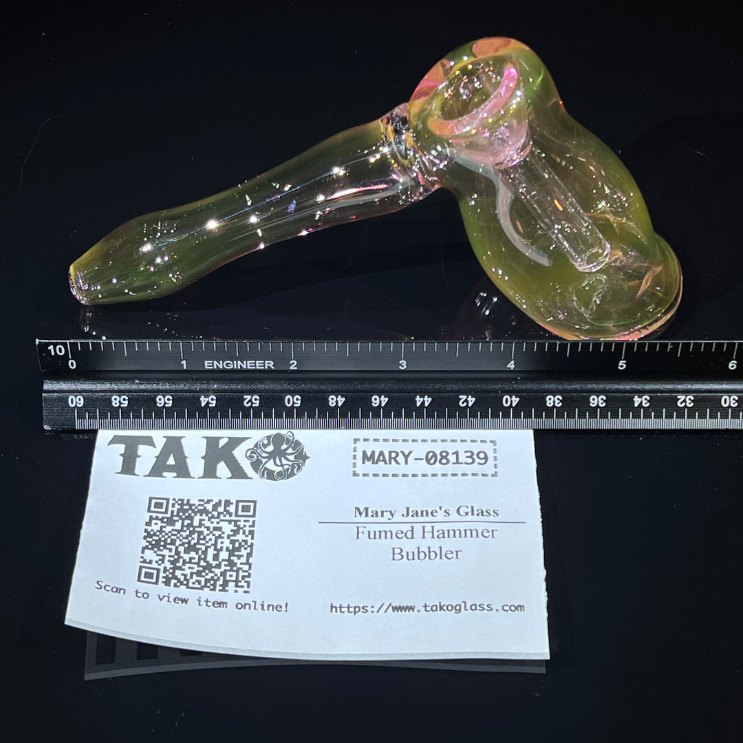 Fumed Hammer Bubbler Glass Pipe Mary Jane's Glass