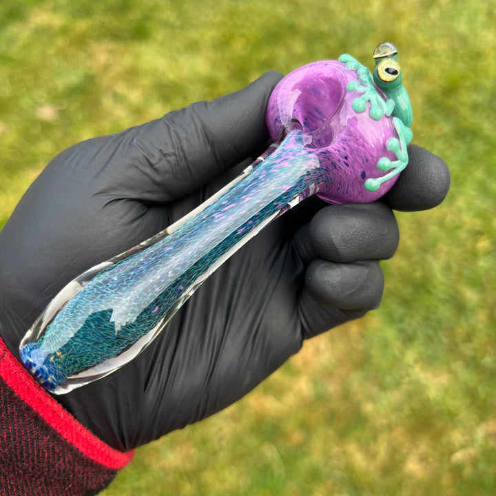 Purple Magic Frog Spoon Glass Pipe Beezy Glass   