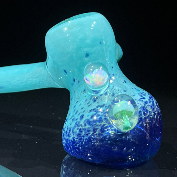 Blue Mushroom Opal Bubbler Glass Pipe Beezy Glass