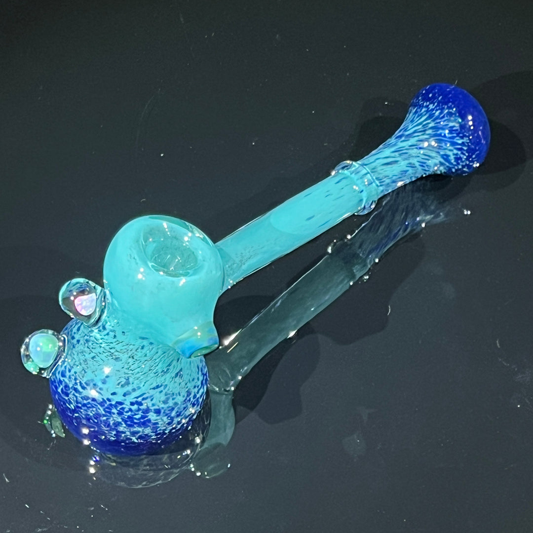 Blue Mushroom Opal Bubbler Glass Pipe Beezy Glass