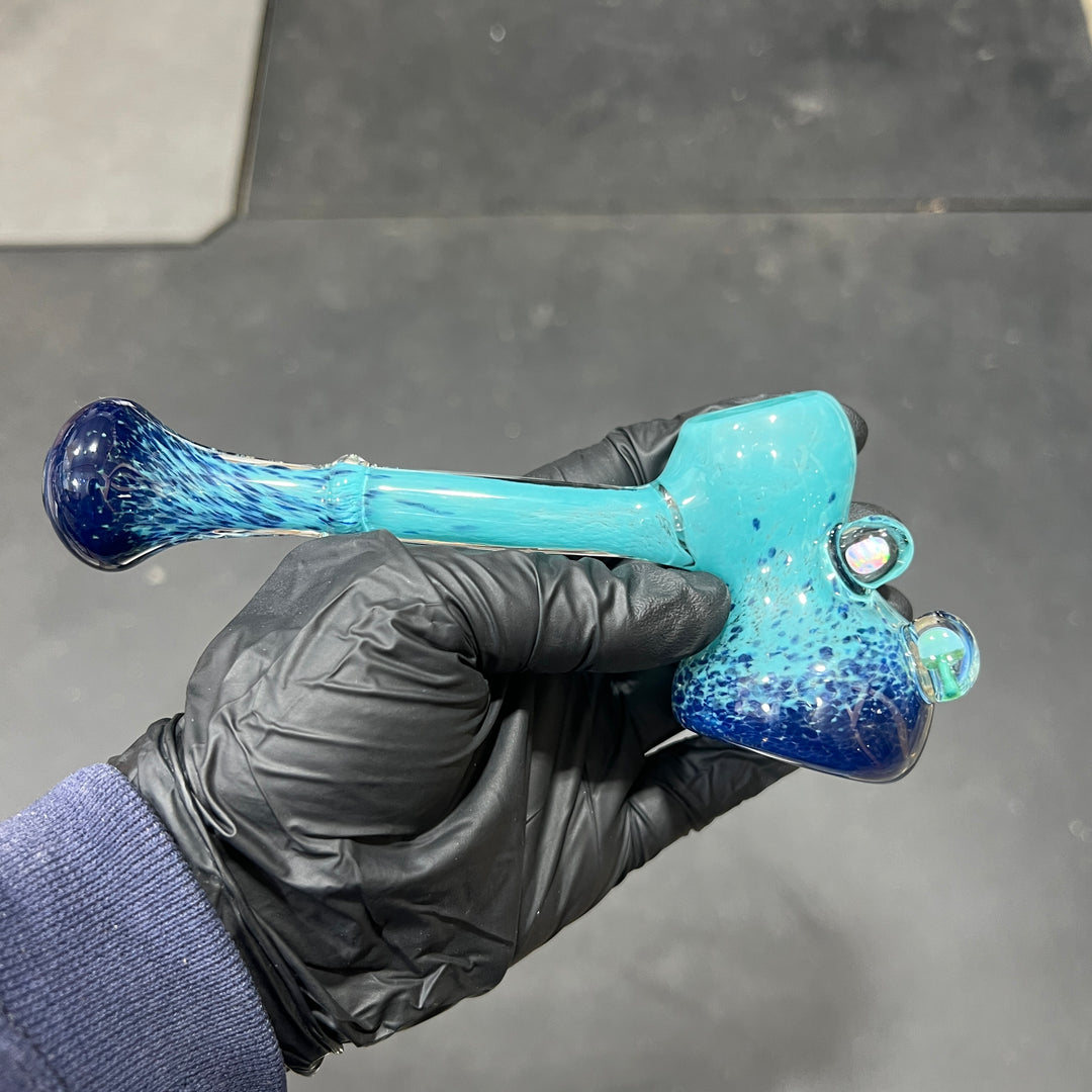 Blue Mushroom Opal Bubbler Glass Pipe Beezy Glass