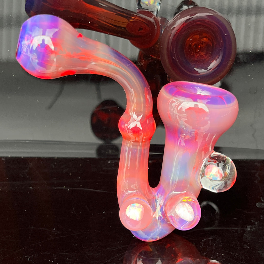 Purple Magic Triple Opal Sherlock Glass Pipe Beezy Glass   