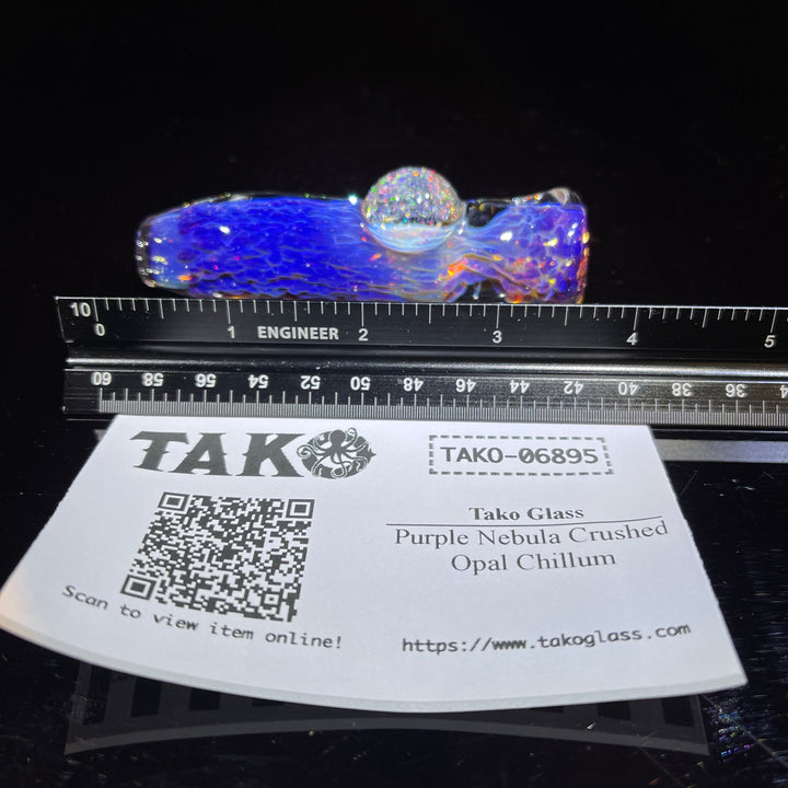 Purple Nebula Crushed Opal Chillum Glass Pipe Tako Glass   