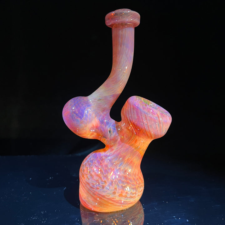 Guava Bubbler with Black Carb Glass Pipe Cose Glass   