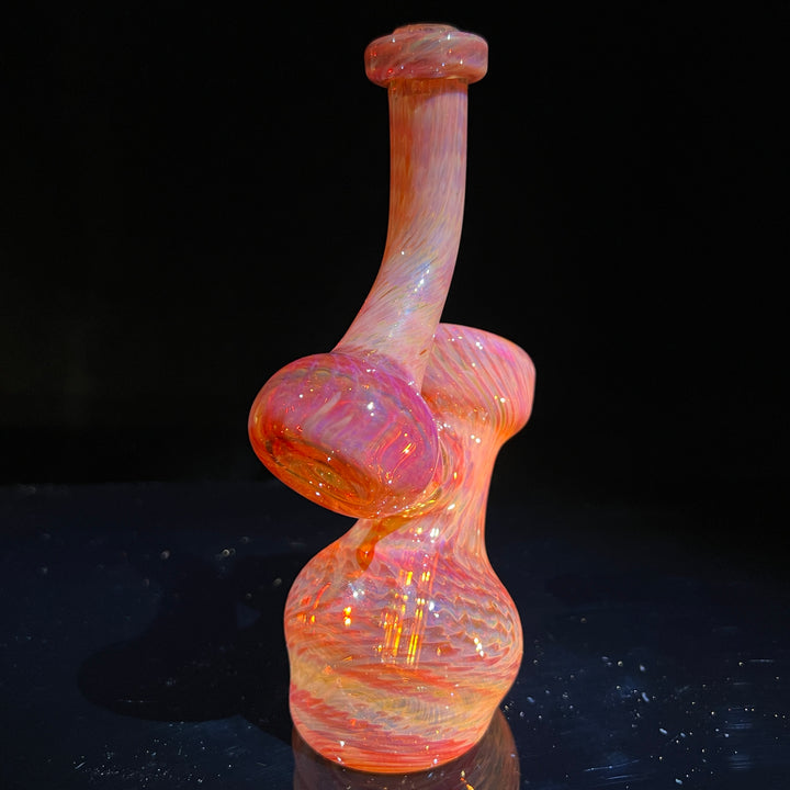 Guava Bubbler with Black Carb Glass Pipe Cose Glass   