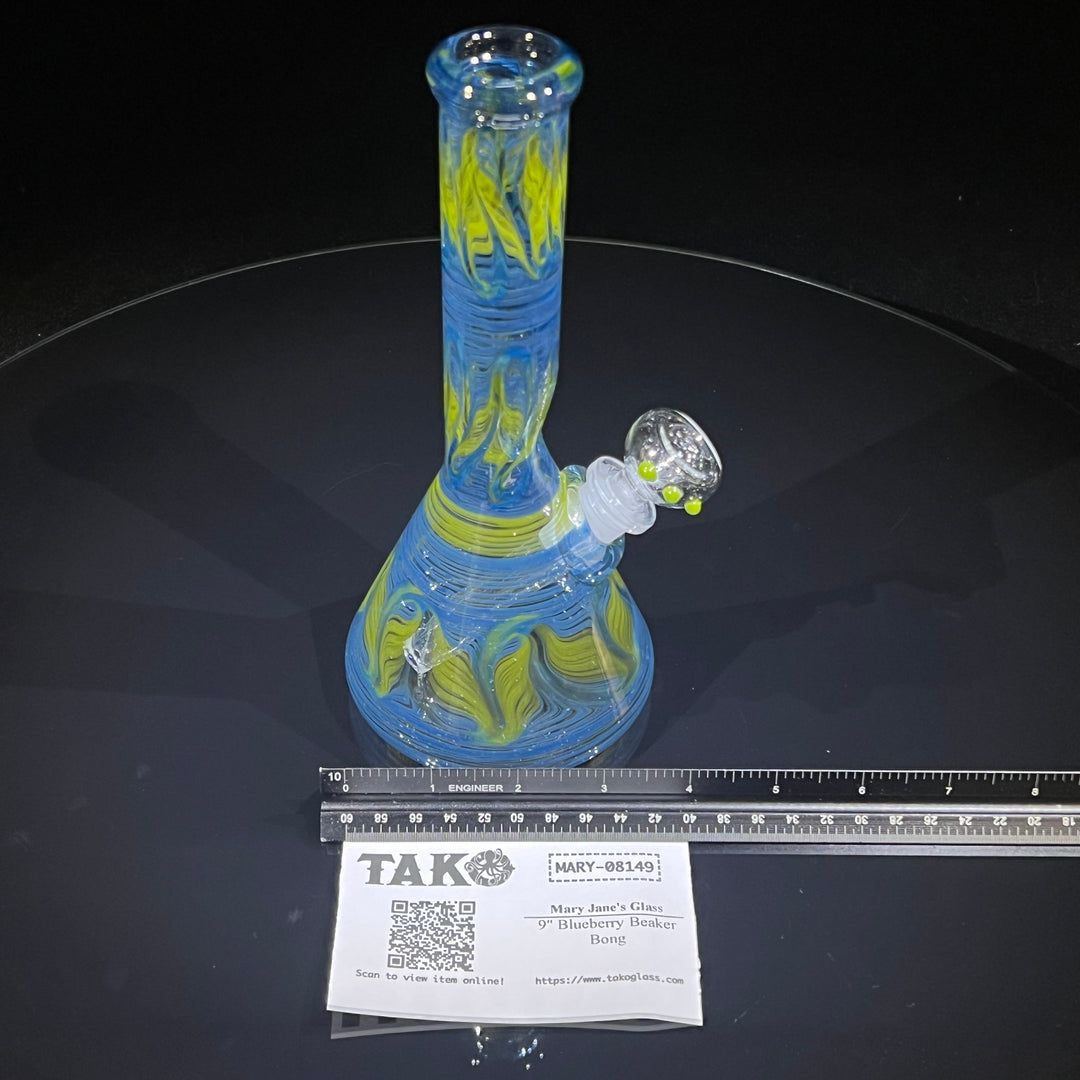 9" Blueberry Beaker Bong Glass Pipe Mary Jane's Glass