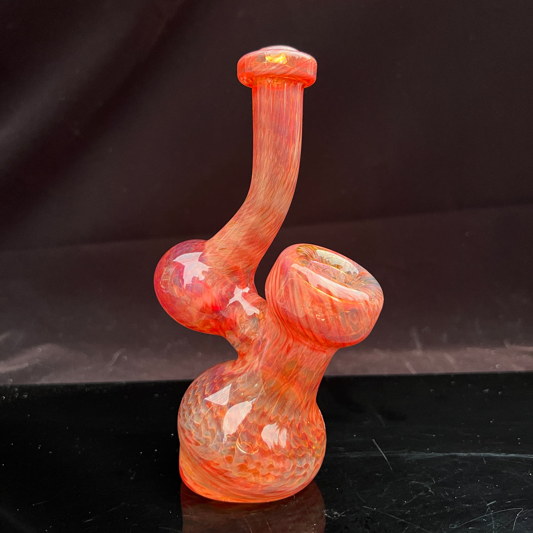 Guava Bubbler with Black Carb Glass Pipe Cose Glass   