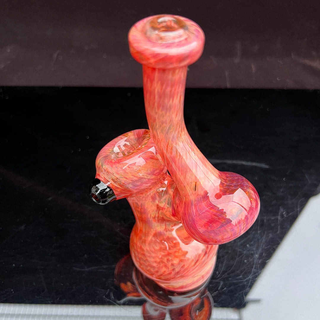 Guava Bubbler with Black Carb Glass Pipe Cose Glass   