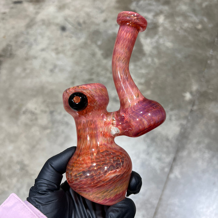 Guava Bubbler with Black Carb Glass Pipe Cose Glass   