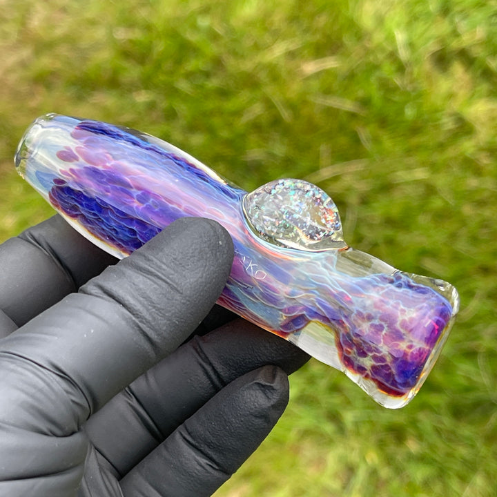 Purple Nebula Crushed Opal Chillum Glass Pipe Tako Glass   