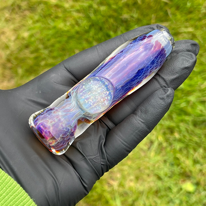 Purple Nebula Crushed Opal Chillum Glass Pipe Tako Glass   