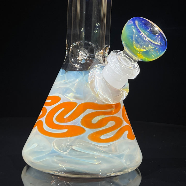 8" Fumed Color Squiggle Beaker Bong Glass Pipe Mary Jane's Glass