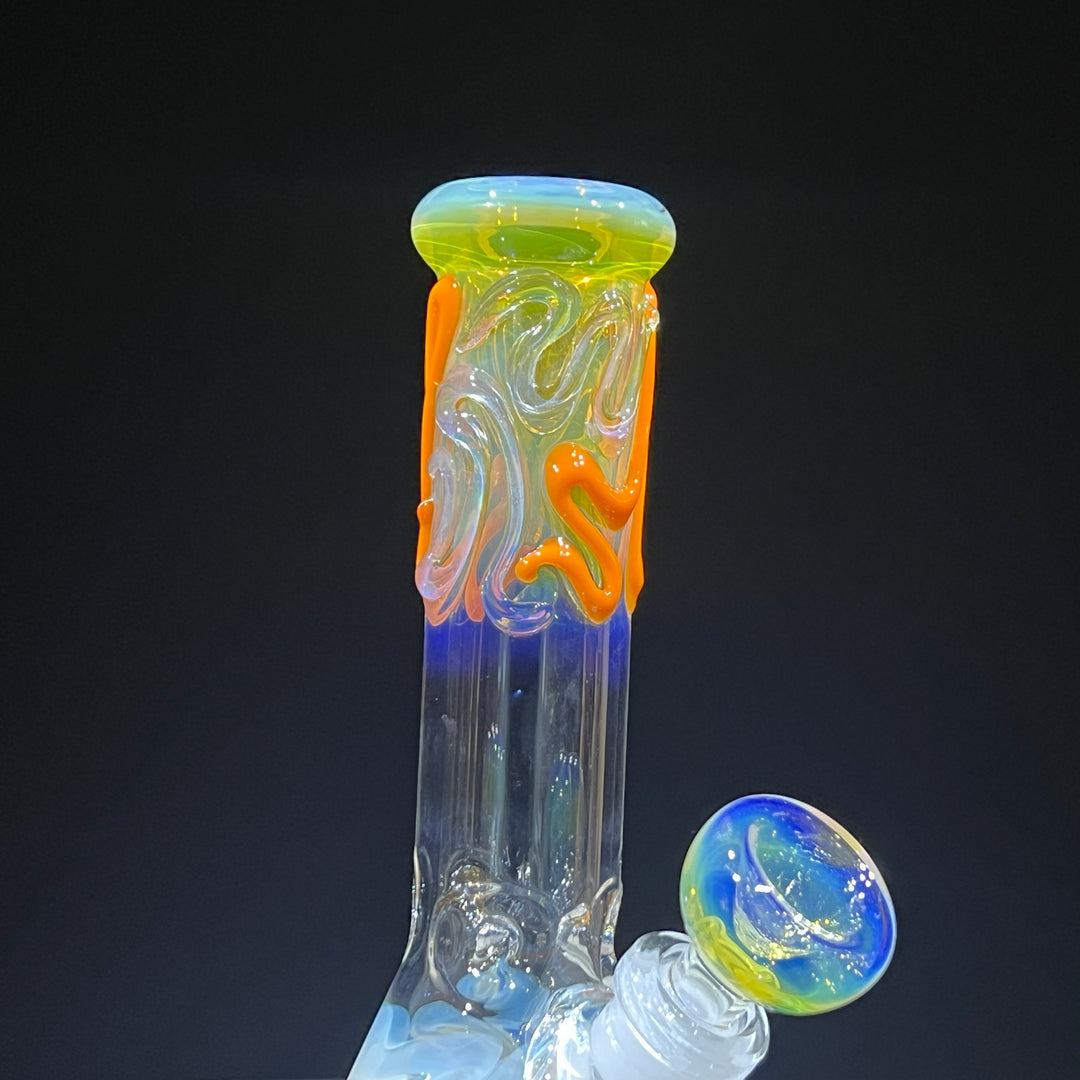 8" Fumed Color Squiggle Beaker Bong Glass Pipe Mary Jane's Glass