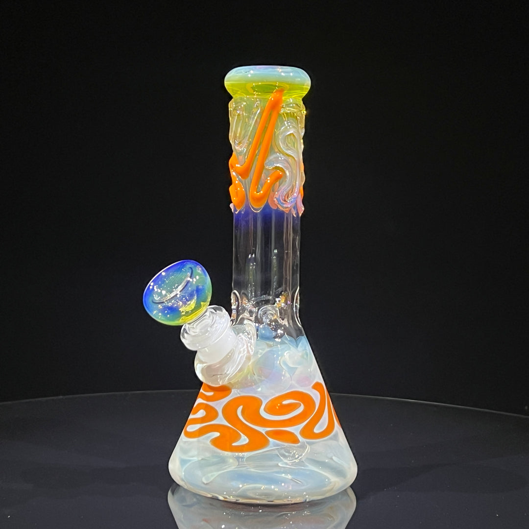 8" Fumed Color Squiggle Beaker Bong Glass Pipe Mary Jane's Glass