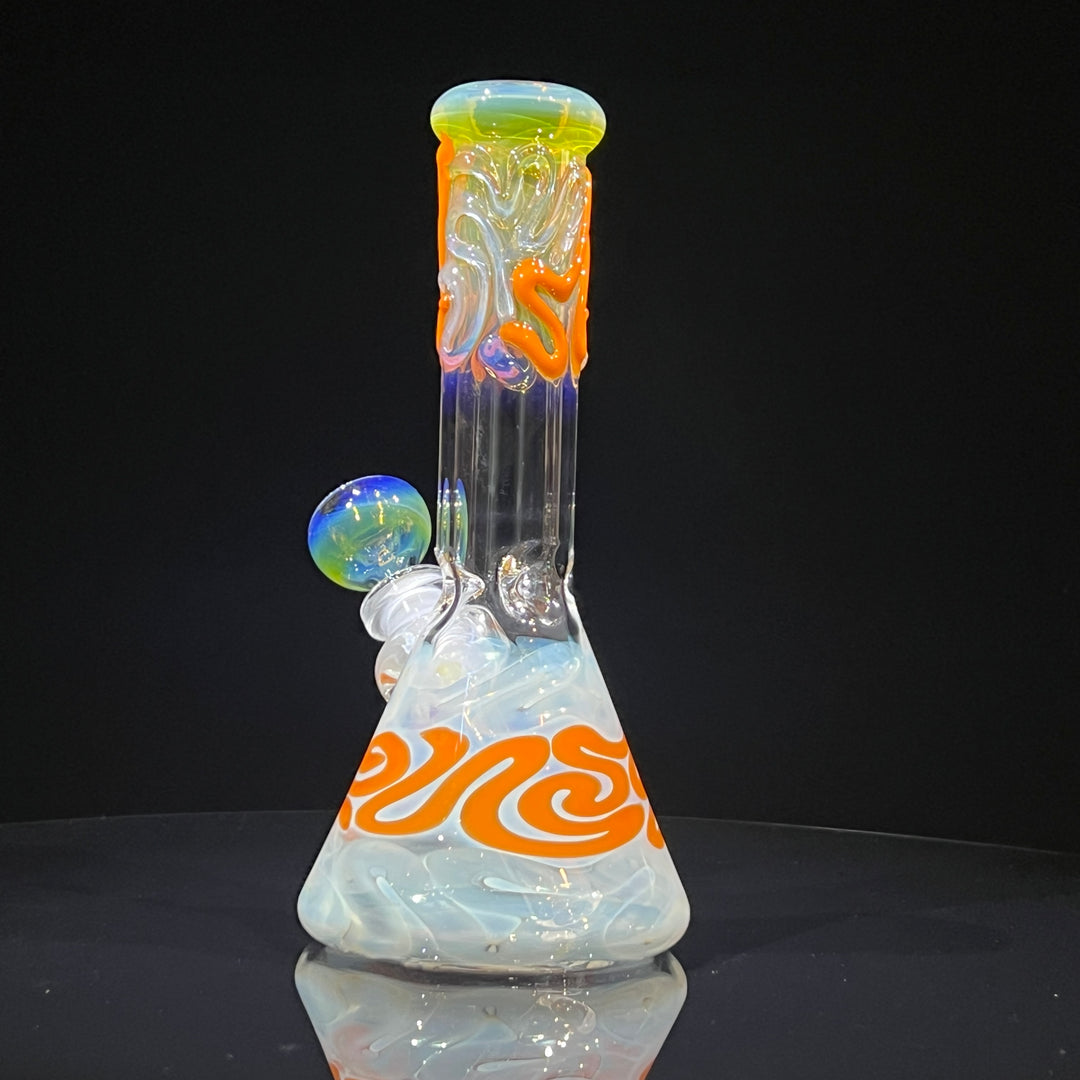 8" Fumed Color Squiggle Beaker Bong Glass Pipe Mary Jane's Glass