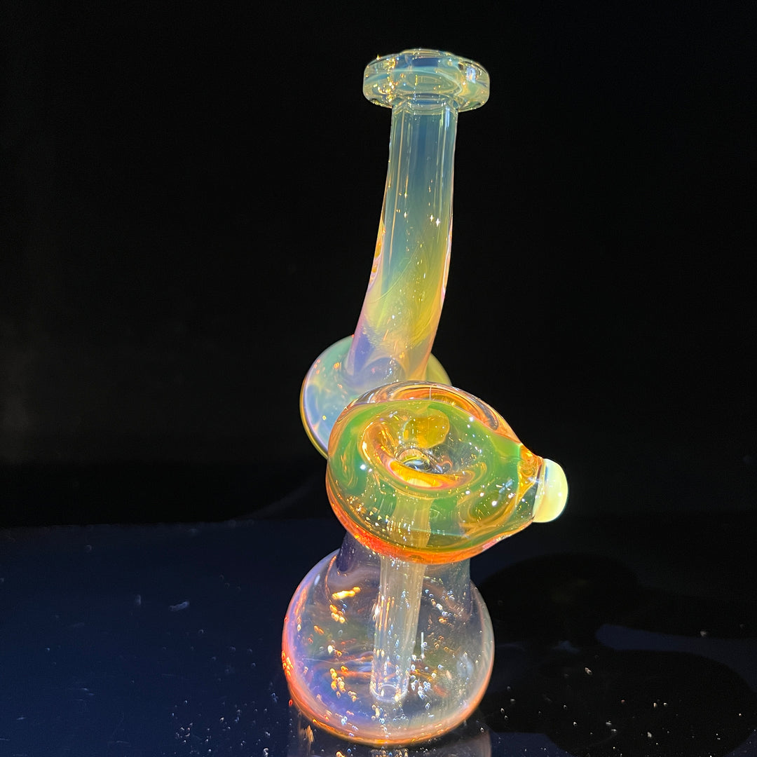 Gold Fume Bubbler with Yellow Carb Glass Pipe Cose Glass   