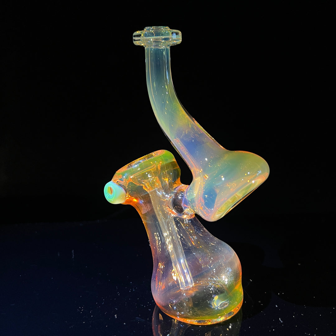 Gold Fume Bubbler with Yellow Carb Glass Pipe Cose Glass   