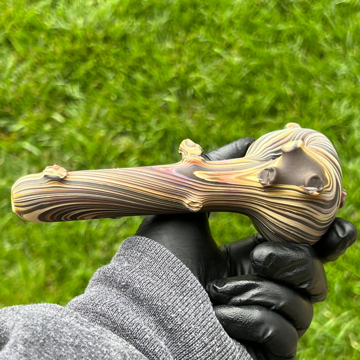 Woodgrain Branch Spoon Glass Pipe Wazoo Glass   