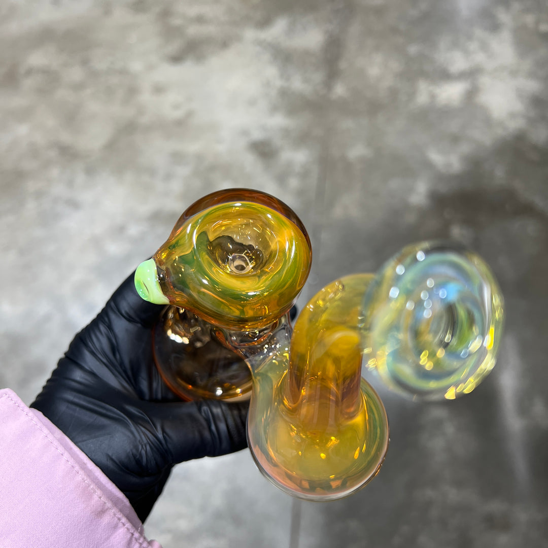 Gold Fume Bubbler with Yellow Carb Glass Pipe Cose Glass   