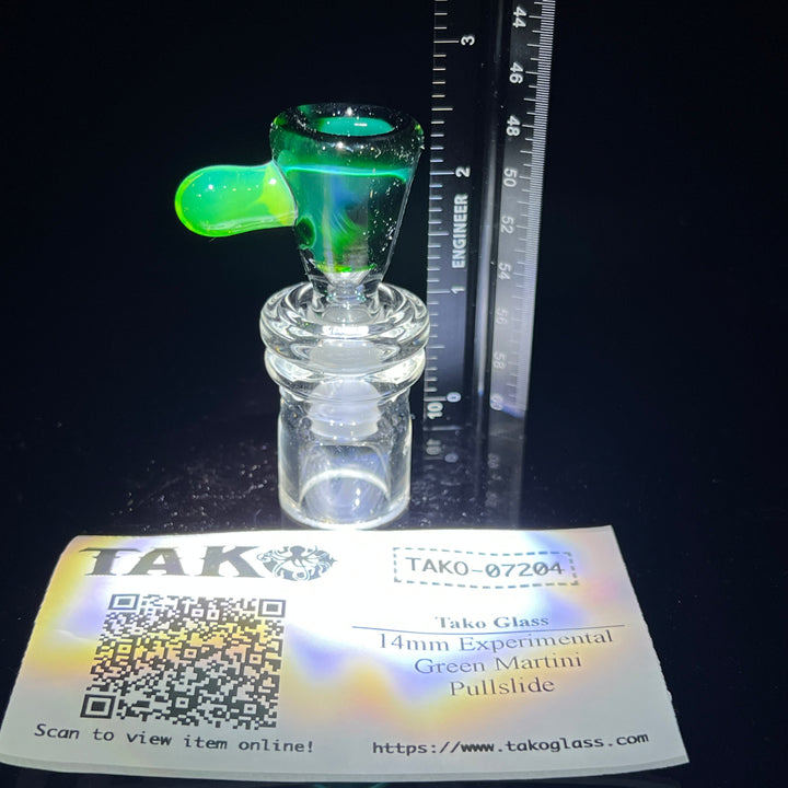 14mm Experimental Green Martini Pullslide Accessory Tako Glass   