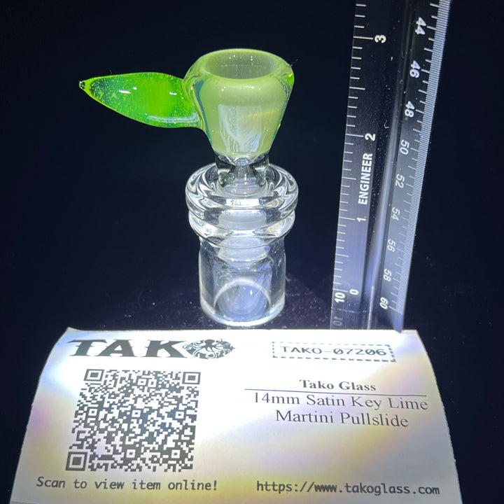 14mm Satin Key Lime UV Martini Pullslide Accessory Tako Glass   