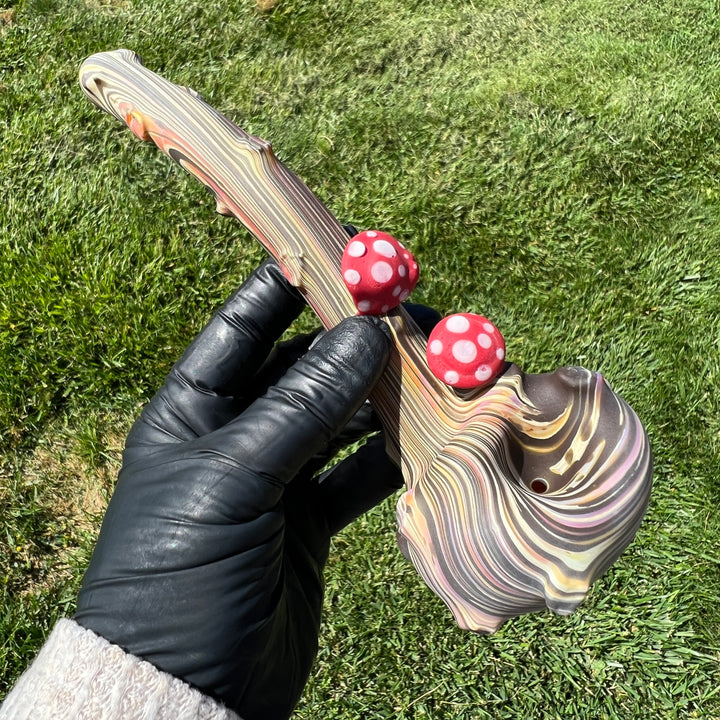 Woodgrain Mushroom Gandalf Pipe Glass Pipe Wazoo Glass   