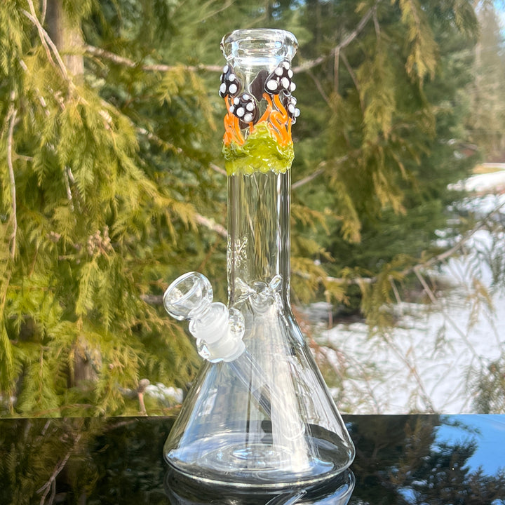 10" Mushroom Beaker Bong Glass Pipe Mary Jane's Glass