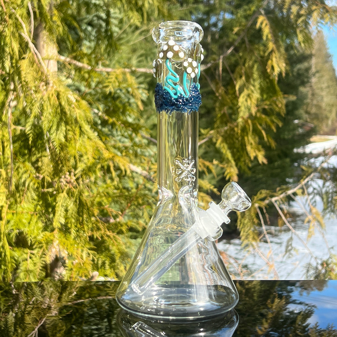 10" Mushroom Beaker Bong Glass Pipe Mary Jane's Glass