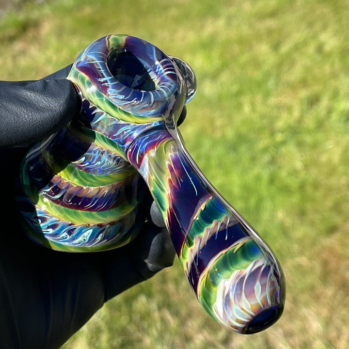 Purple Tie Dye Hammer Bubbler Glass Pipe Jedi Glassworks   