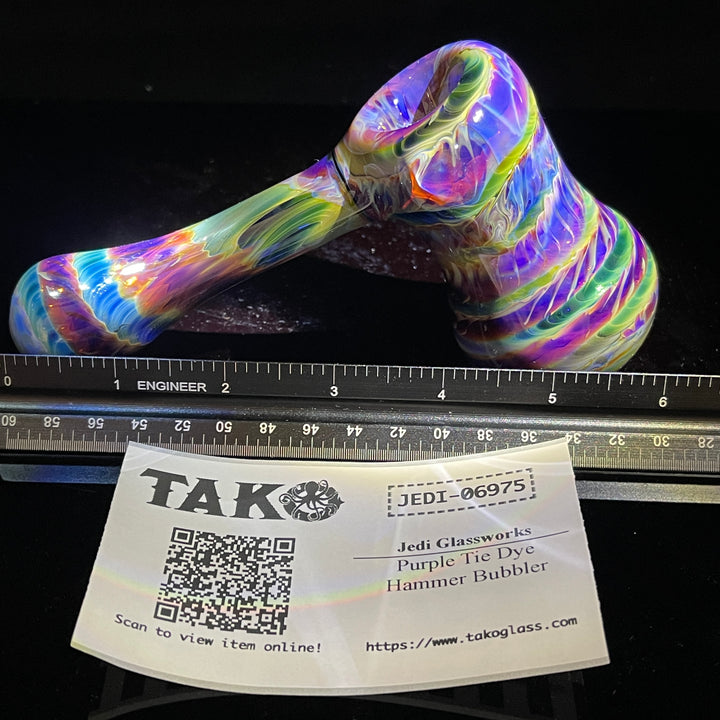 Purple Tie Dye Hammer Bubbler Glass Pipe Jedi Glassworks   