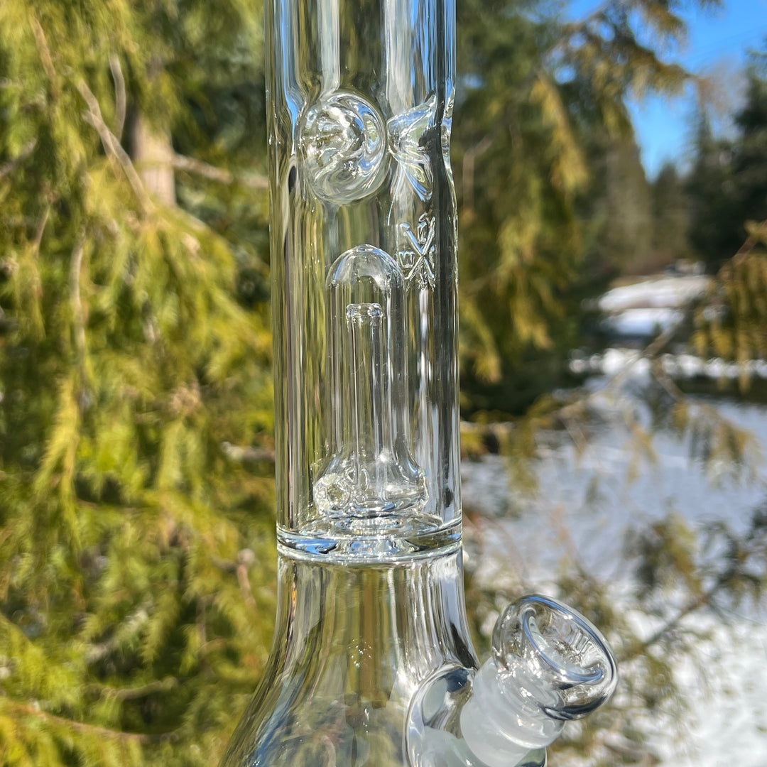 15" Double Perc Beaker Glass Pipe Mary Jane's Glass