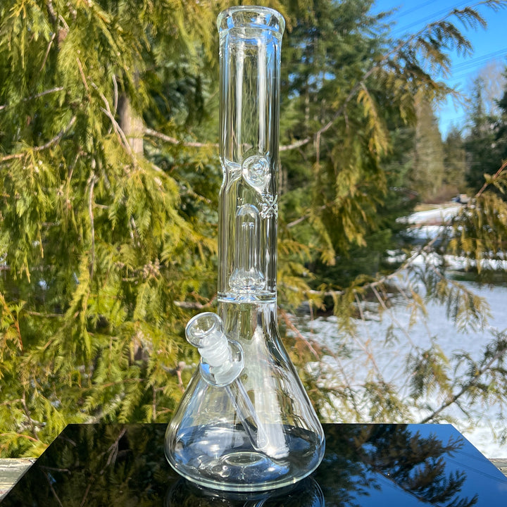 15" Double Perc Beaker Glass Pipe Mary Jane's Glass