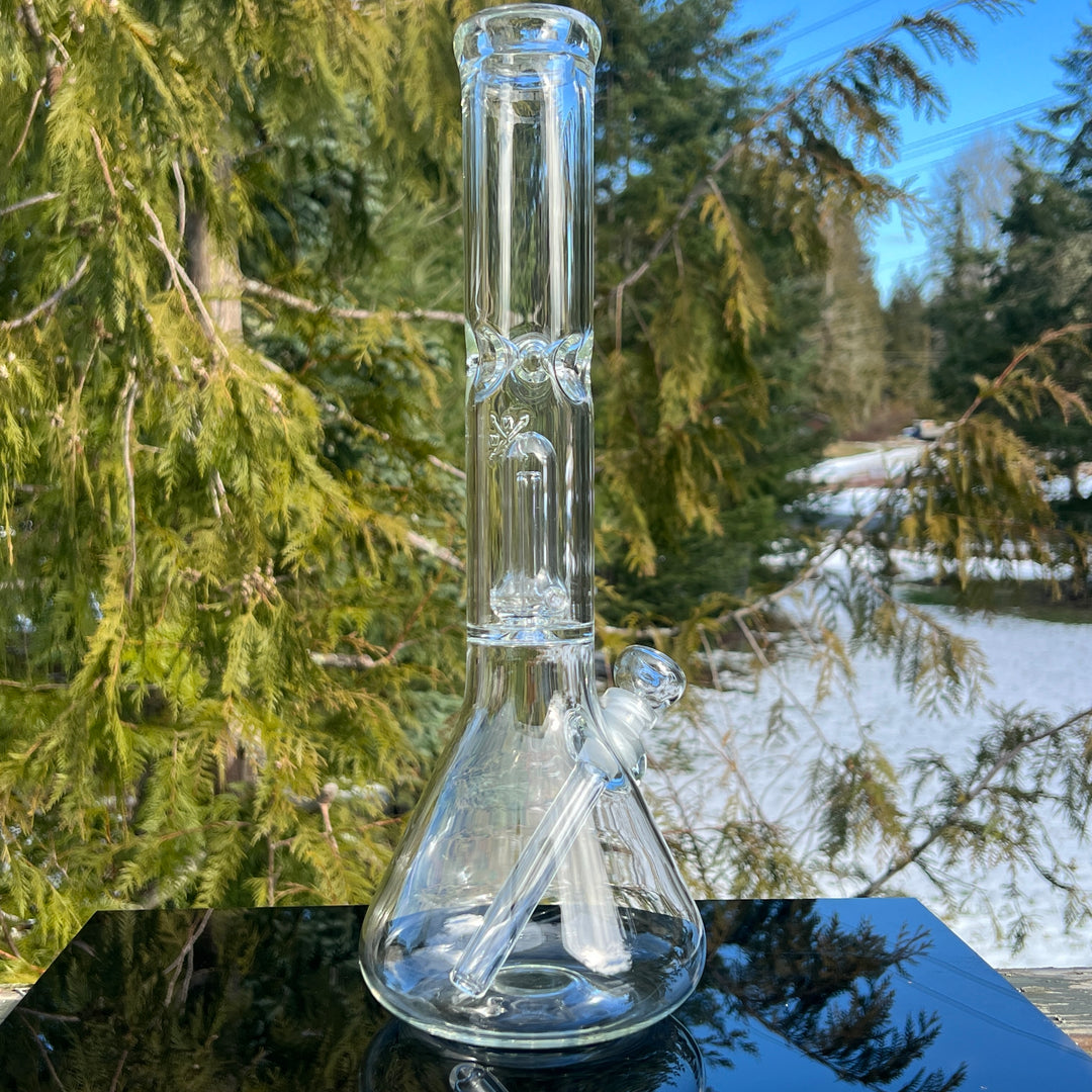 15" Double Perc Beaker Glass Pipe Mary Jane's Glass