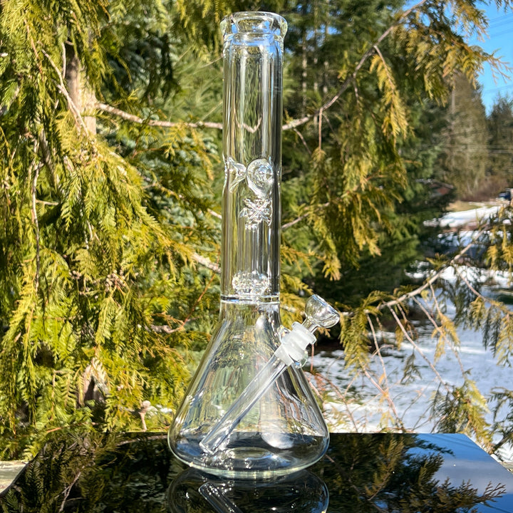 15" Double Perc Beaker Glass Pipe Mary Jane's Glass