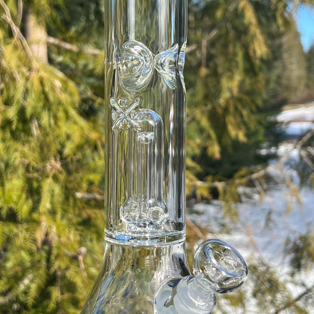 15" Double Perc Beaker Glass Pipe Mary Jane's Glass